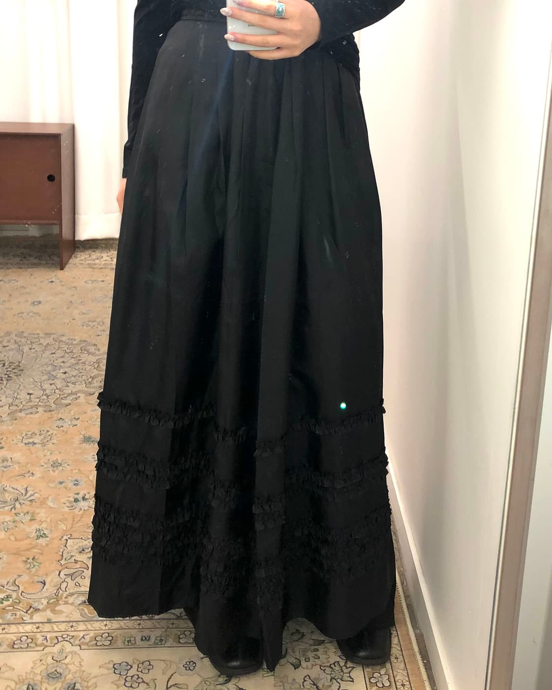 블랙 프릴 플리츠 스커트 상품이미지3