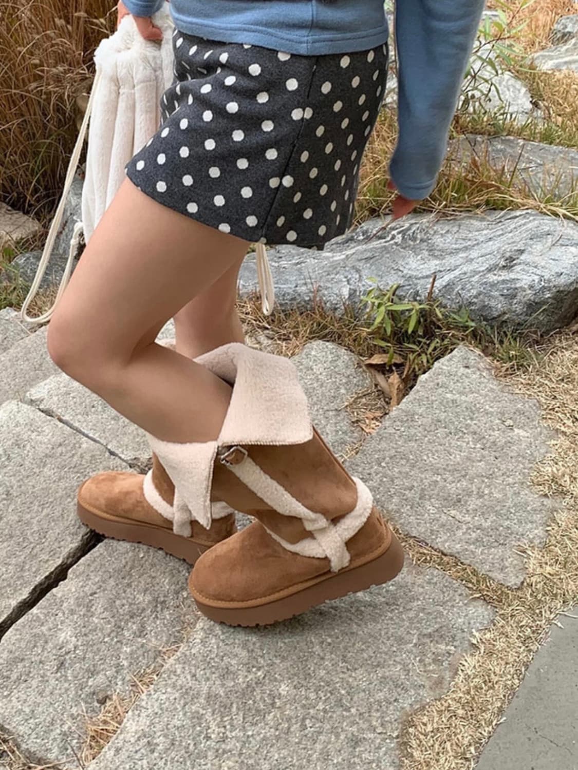 포른른 스트랩 퍼 롱부츠 상품이미지4