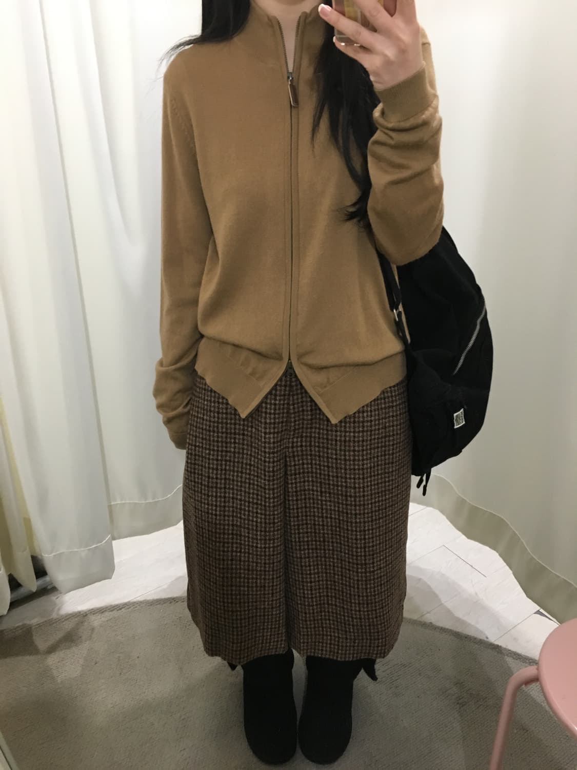 울 체크 카프리 팬츠 상품이미지3