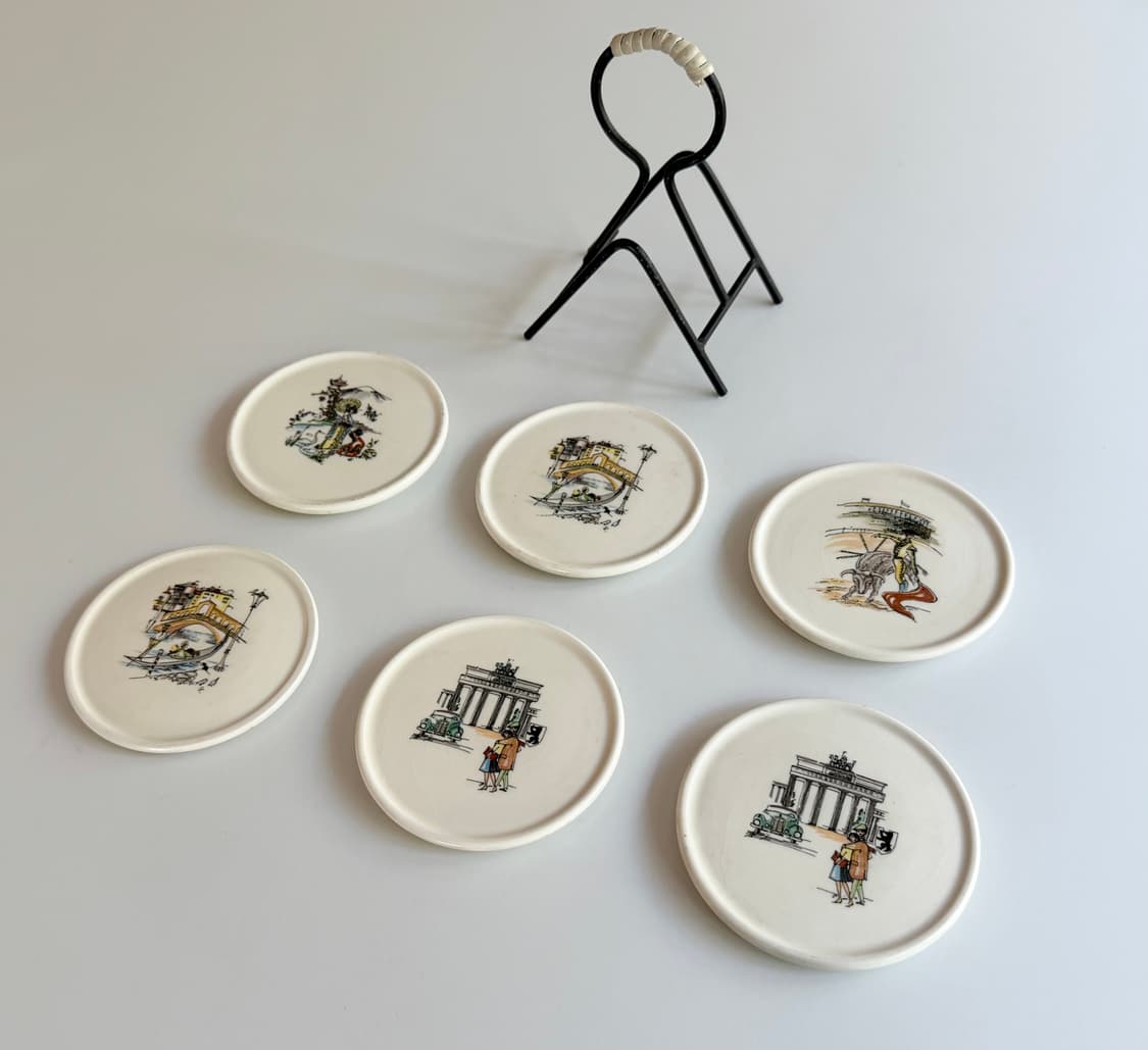 빈티지 세라믹 코스터 6개 세트  ( made in west german 상품이미지1