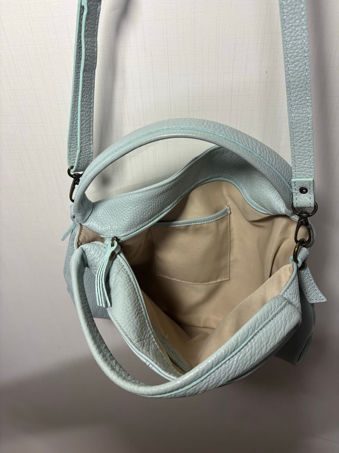 Pelletteria Veneta 빈티지 민트 티파니 블루 가죽 크로스백 상품이미지3