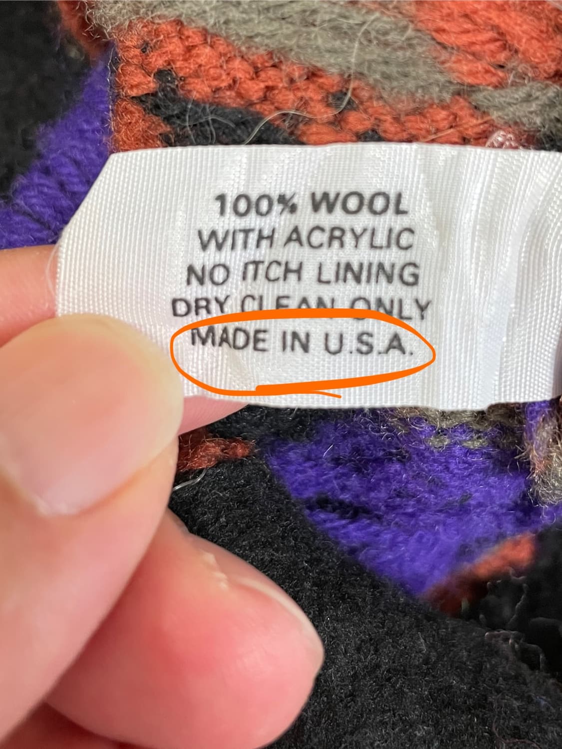 택포) 90s Made USA 빈티지 패턴 울 니트 숏 비니 모자 상품이미지3