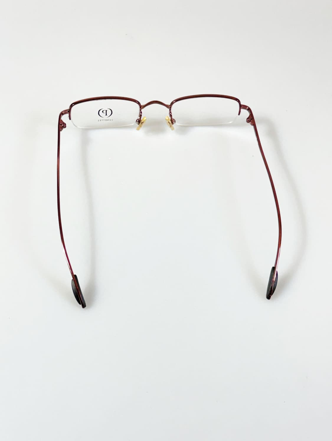 90s P LUNETTES 브라운 반무테 스퀘어 메탈 빈티지 안경 상품이미지4