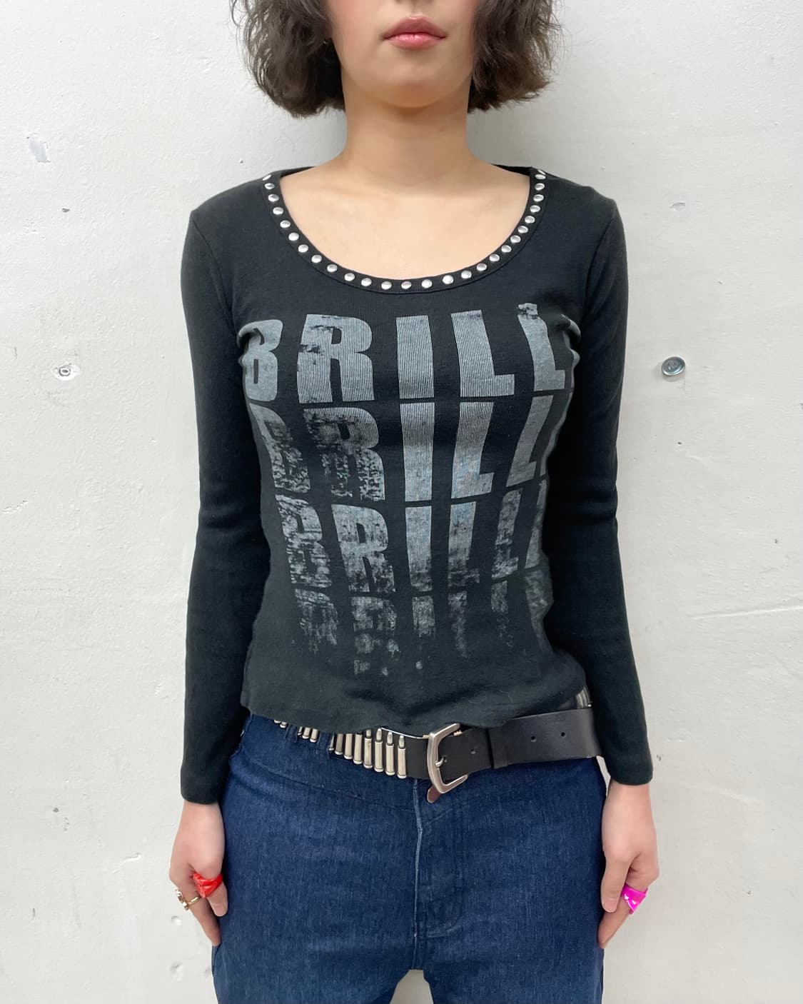 Big Skull Stud Black Long Sleeve  상품이미지3