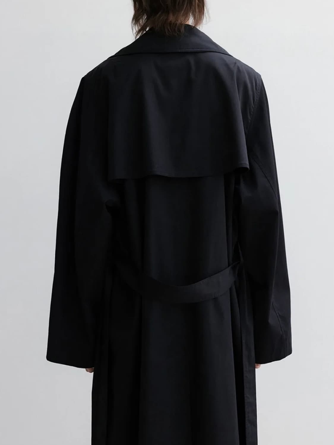 LFM) Fluld Cotton Trench Coat (Black) 상품이미지5