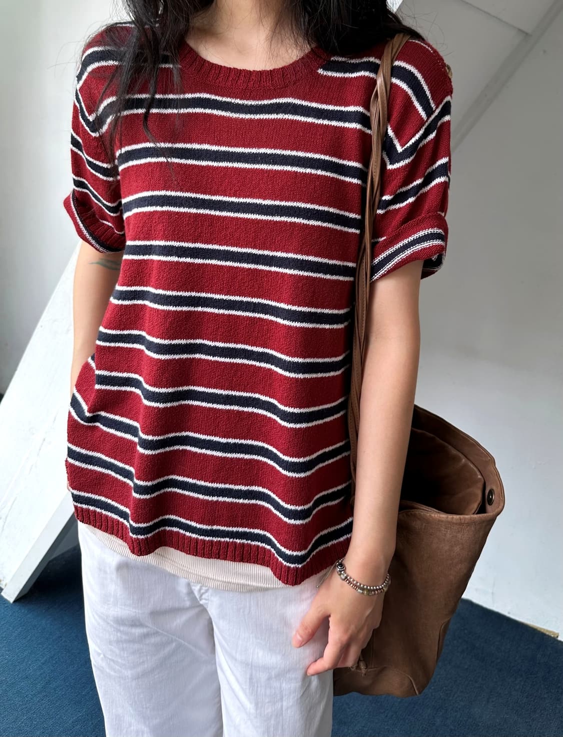 Dry blend side button design knit top 상품이미지9