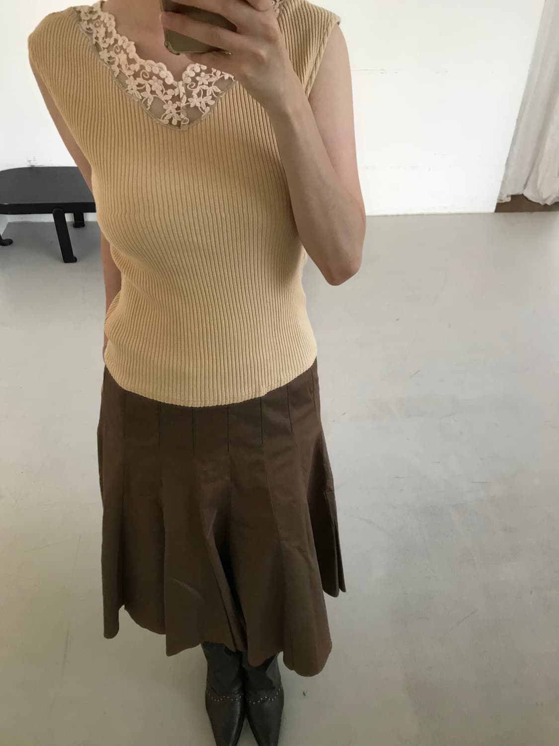 vintage beige lace sleeveless 상품이미지1
