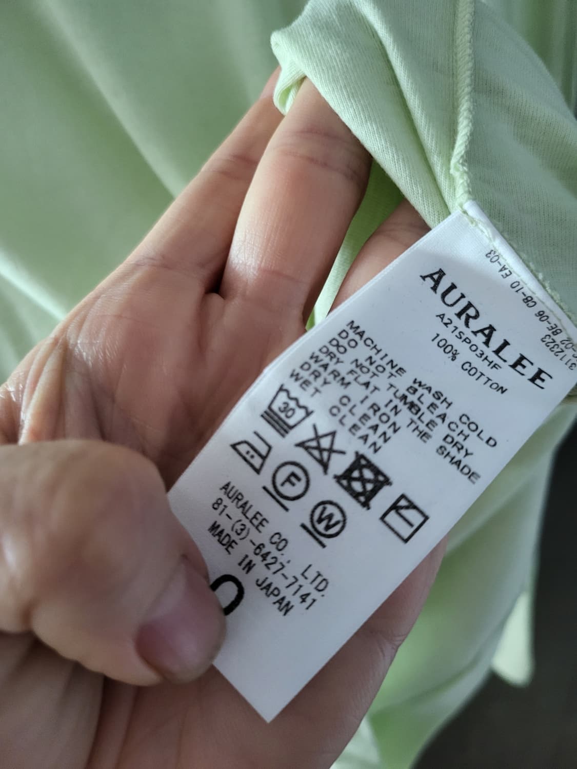 일본) 오라리 명품 여성 AURALEE 긴팔 티셔츠 상품이미지5
