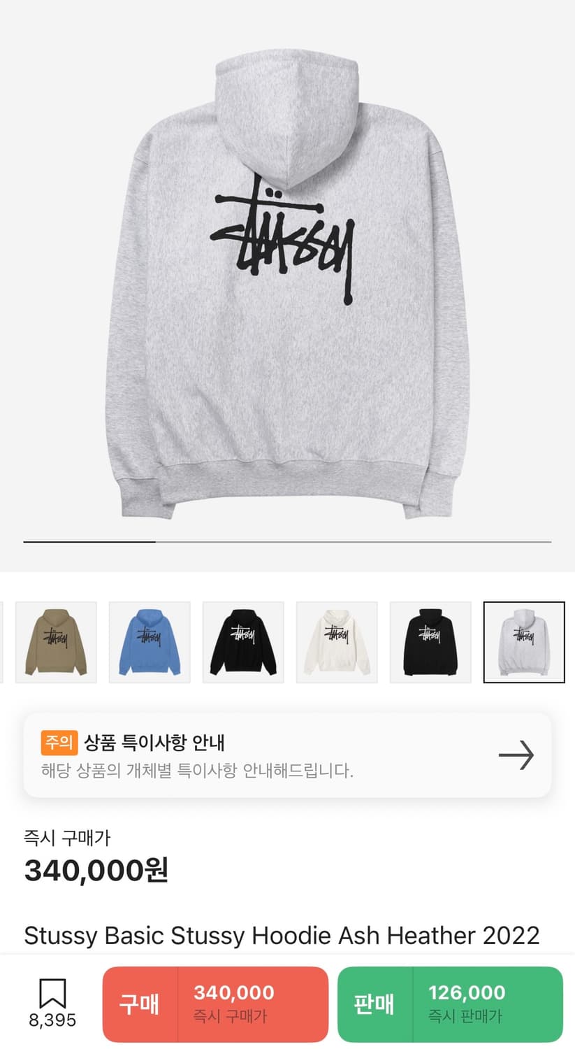 스투시 베이직 후드티 M (기모 0 )  상품이미지2