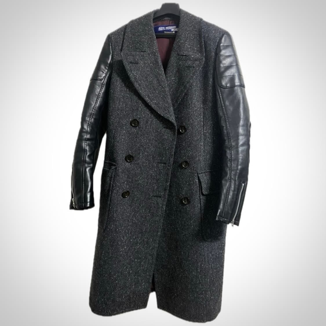 준야 와타나베 맨 17FW 런웨이 암레더 패치 더블 코트 상품이미지2