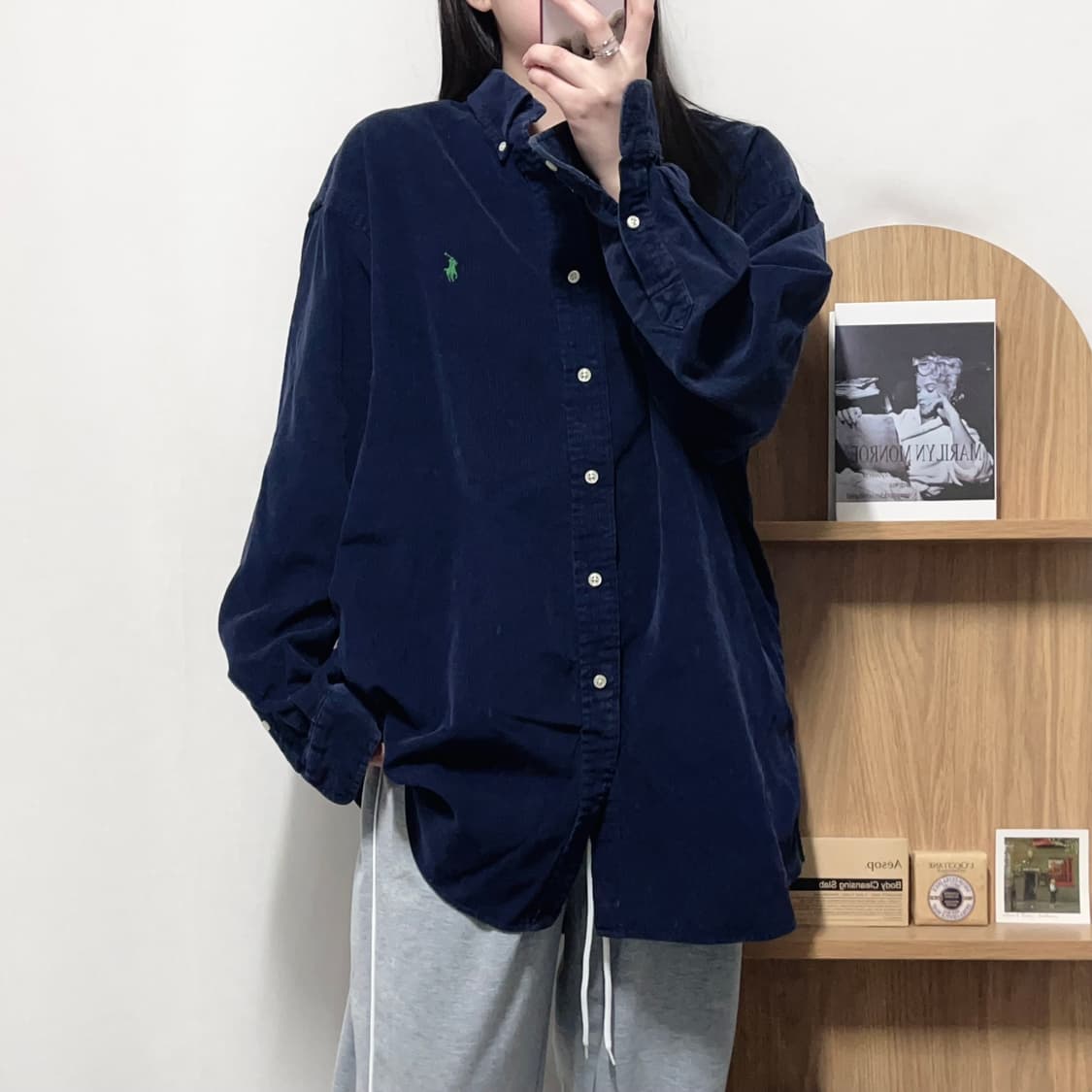 [정품] 폴로 네이비 / 그린포니 골덴 셔츠 [ XL ] 상품이미지1