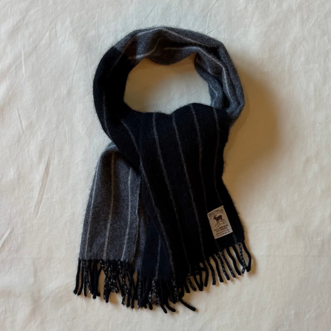 Scotland 울 앙고라 블랙 그레이 스트라이프 머플러 상품이미지9