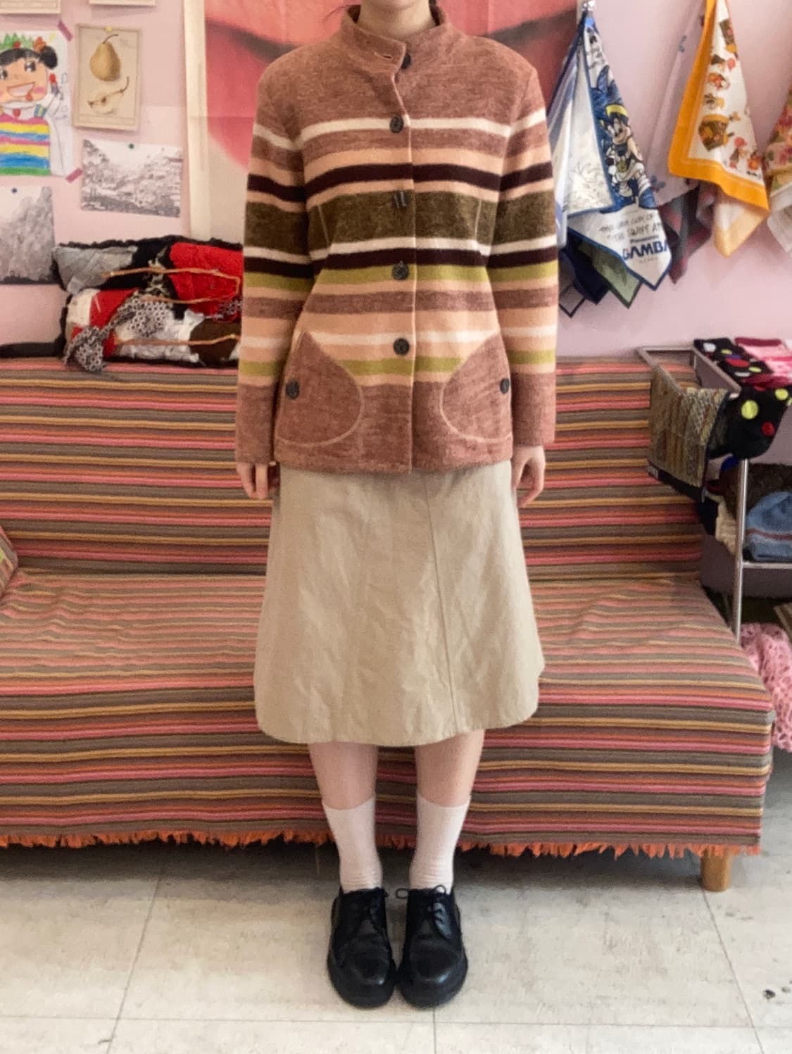 브릭 스트라이프 울 도톰 자켓 상품이미지1