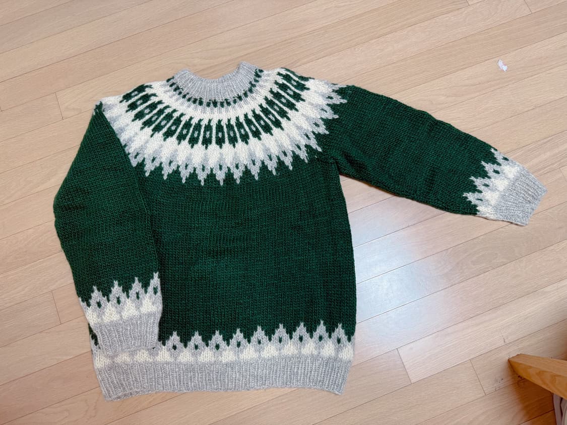 노르딕 패턴 그린 니트 상품이미지2