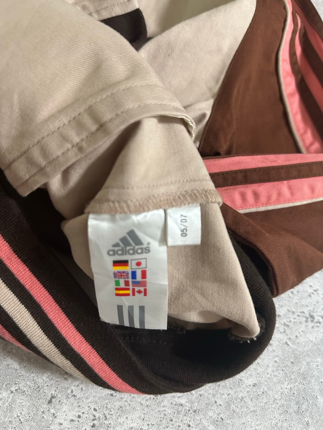 00s adidas 올드스쿨 브라운 핑크 코튼 자켓 상품이미지5