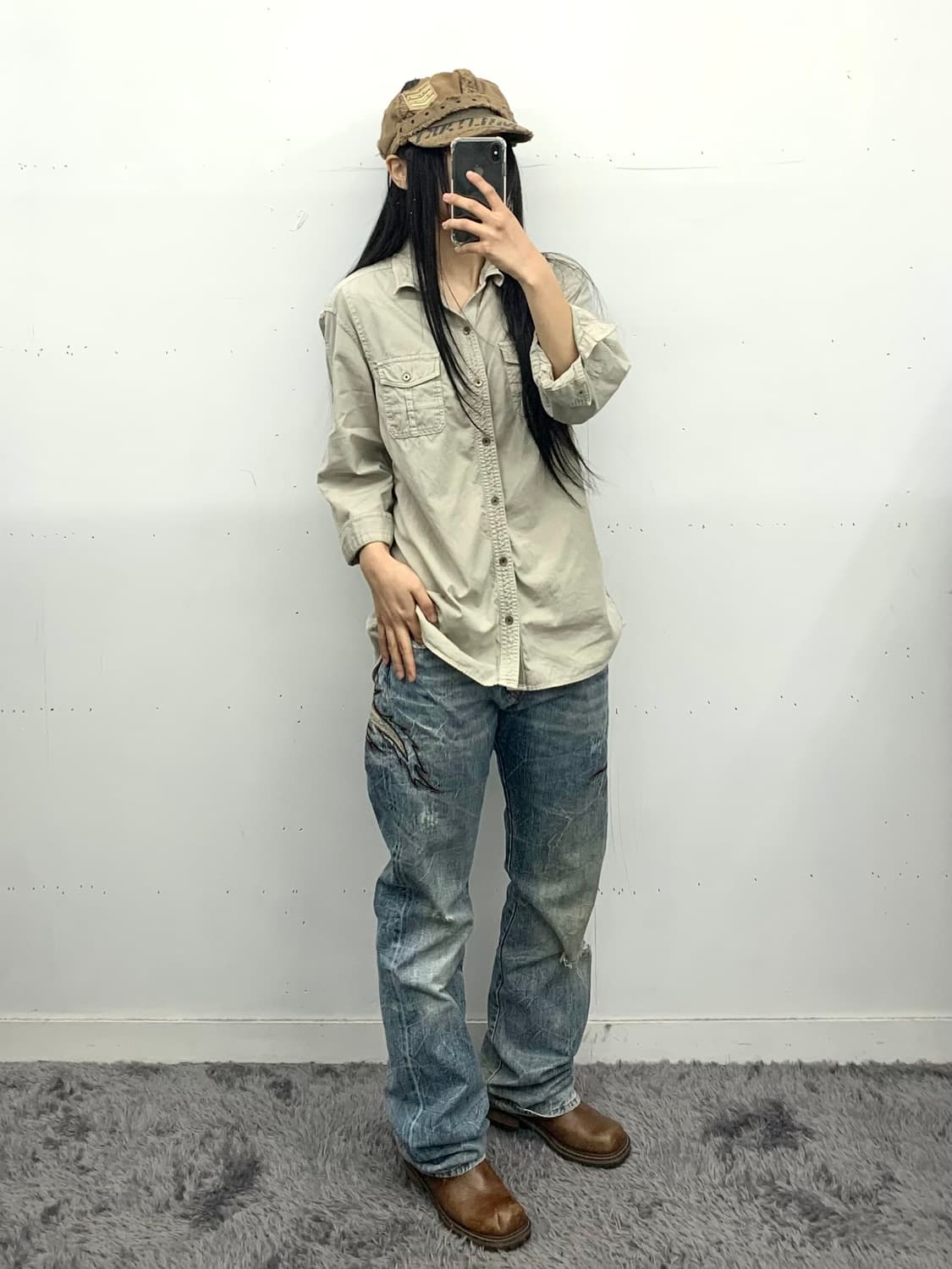 재패니즈 오리엔탈 y2k 자수 데님 상품이미지3