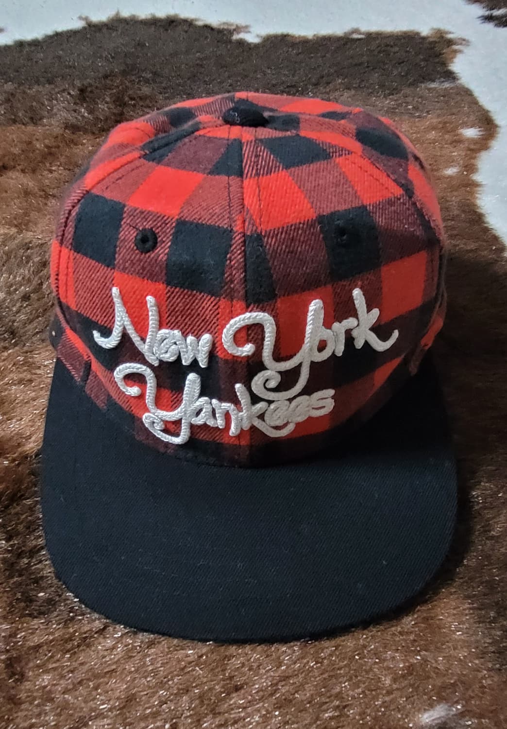 MLB(뉴욕 양키스)레드&블랙 체크 패턴 야구모자 상품이미지1
