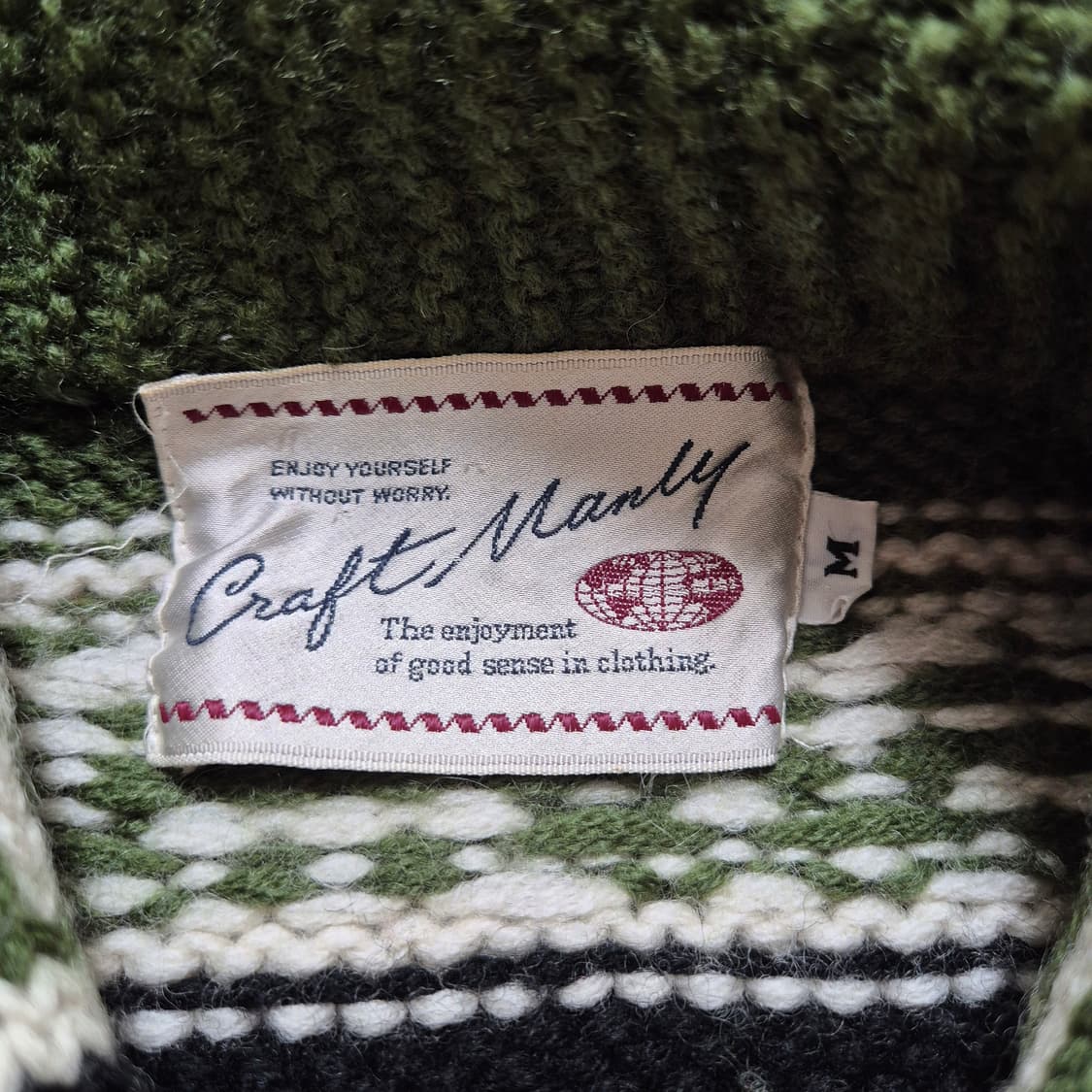 craft manly 사슴 패턴 일본 코위찬 니트 가디건 성인M 상품이미지5