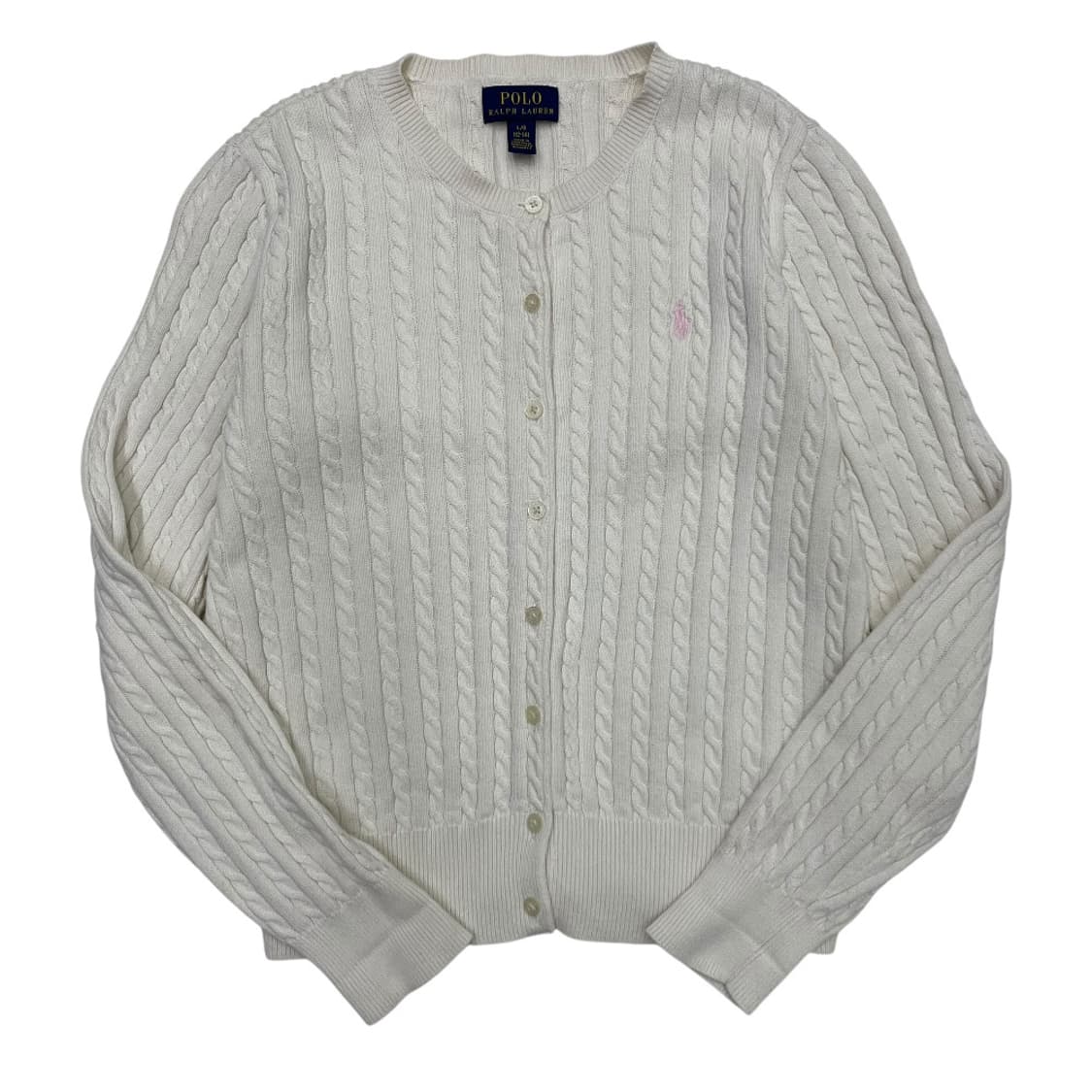 폴로 랄프로렌 딸기우유맛 포니 화이트 꽈배기 가디건 L 상품이미지2
