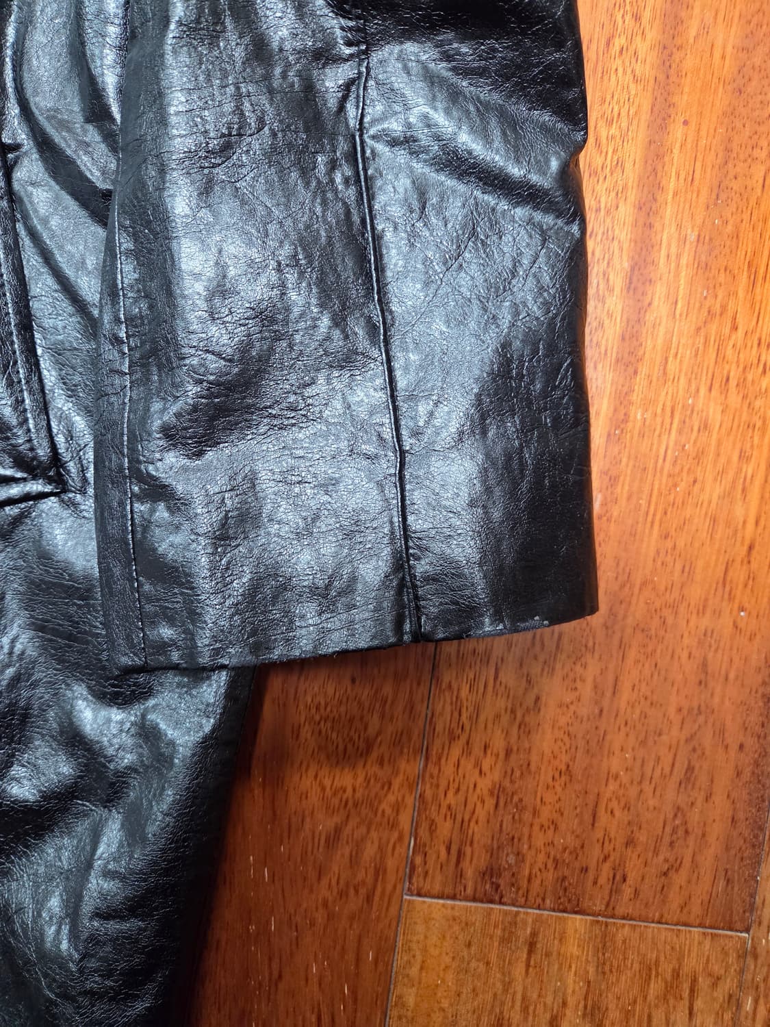 COOR 쿠어 비건 레더 싱글 카 코트 블랙 m사이즈 상품이미지4