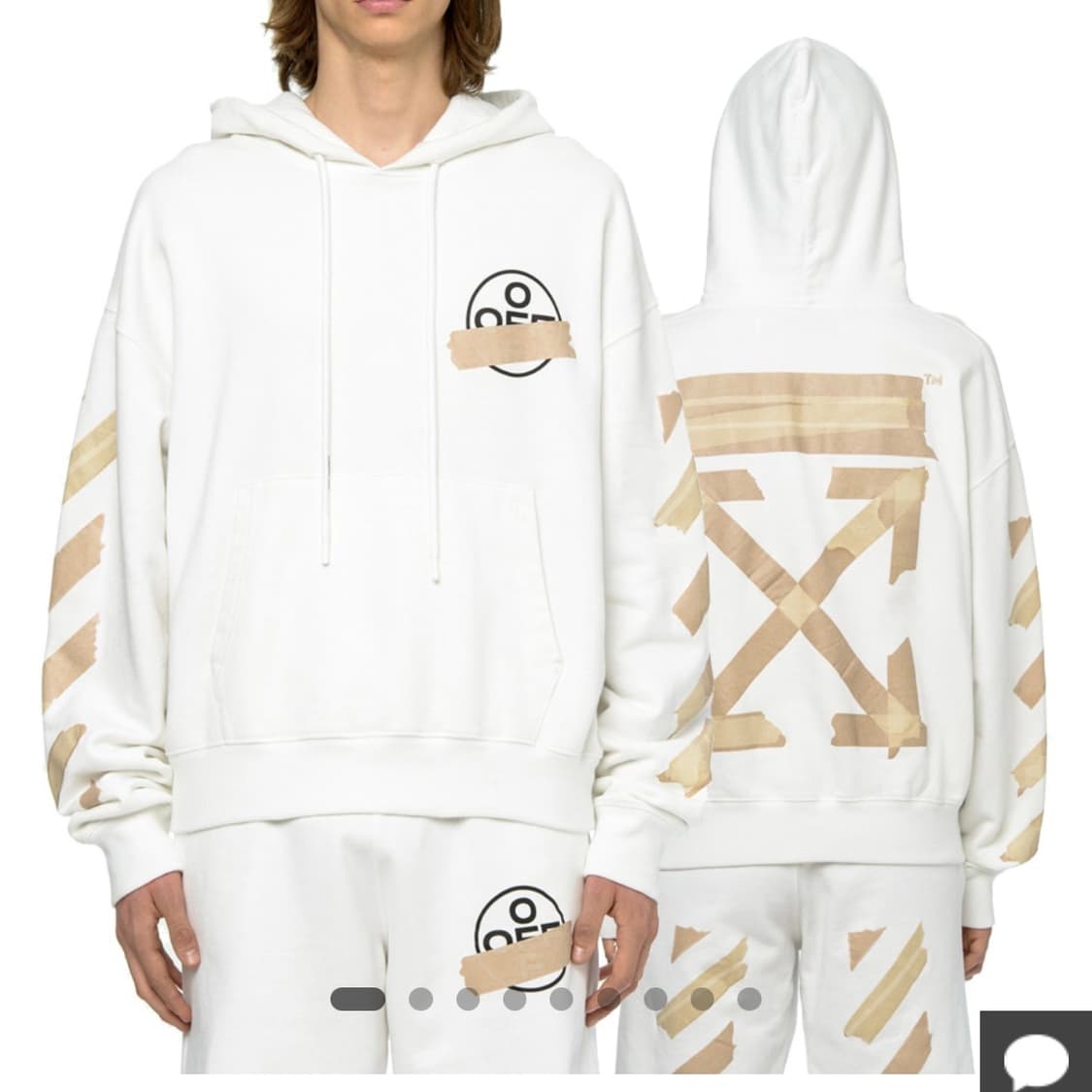 정품) 오프화이트 테이프 애로우 후드티 L 상품이미지5