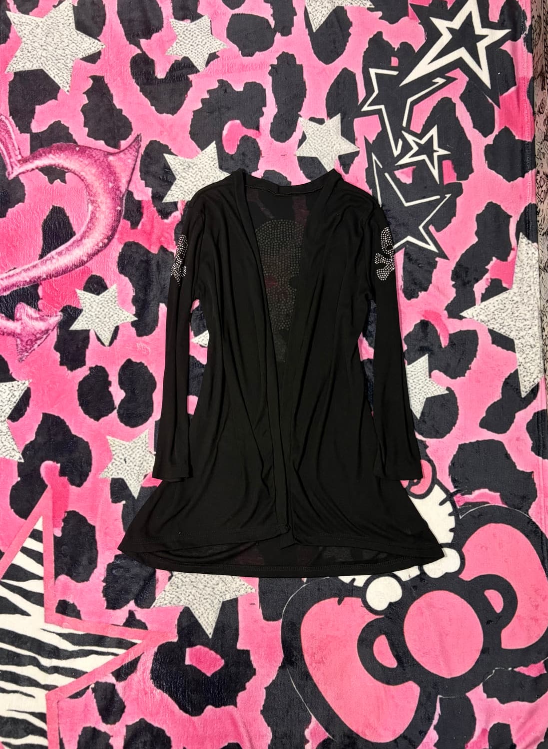 00‘s skull cubic See-through Cardigan 상품이미지2