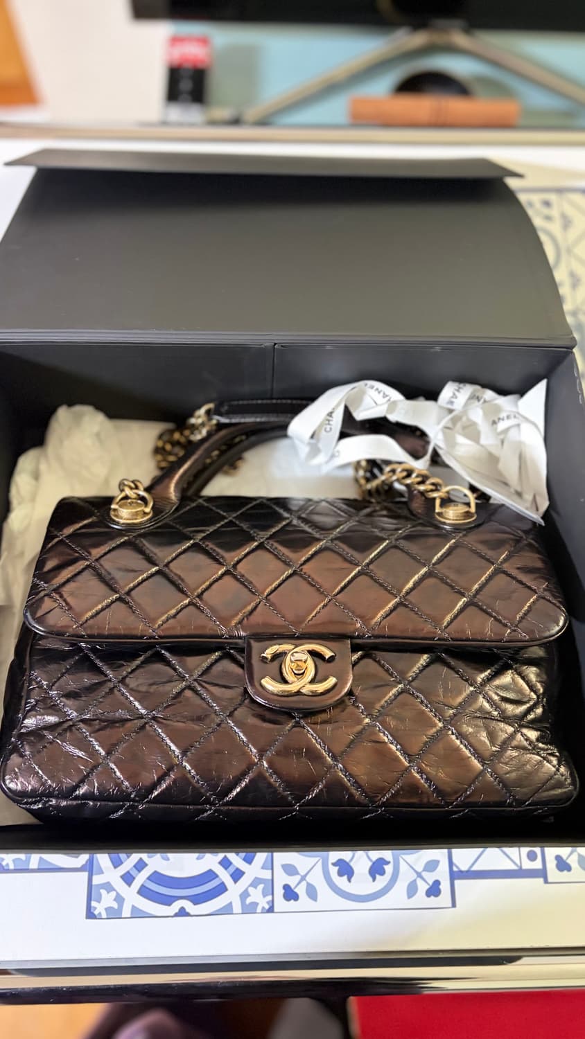 샤넬 빈티지 캐슬락 램스킨 탑 핸드백 (정품) 상품이미지4