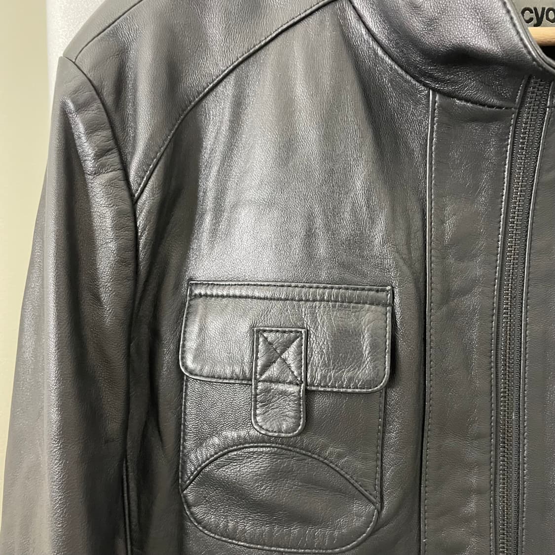 쁘레숑 블랙 레더 자켓 상품이미지6