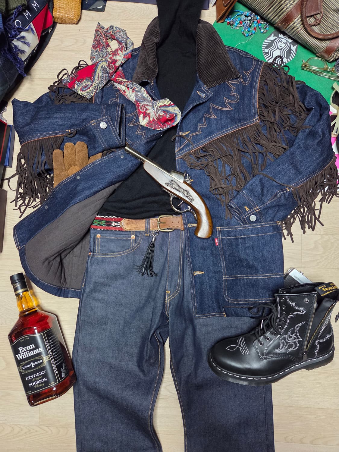 (새상품)겐조 x 리바이스 데님 자켓 카코트 웨스턴 청자켓 프린지 상품이미지7