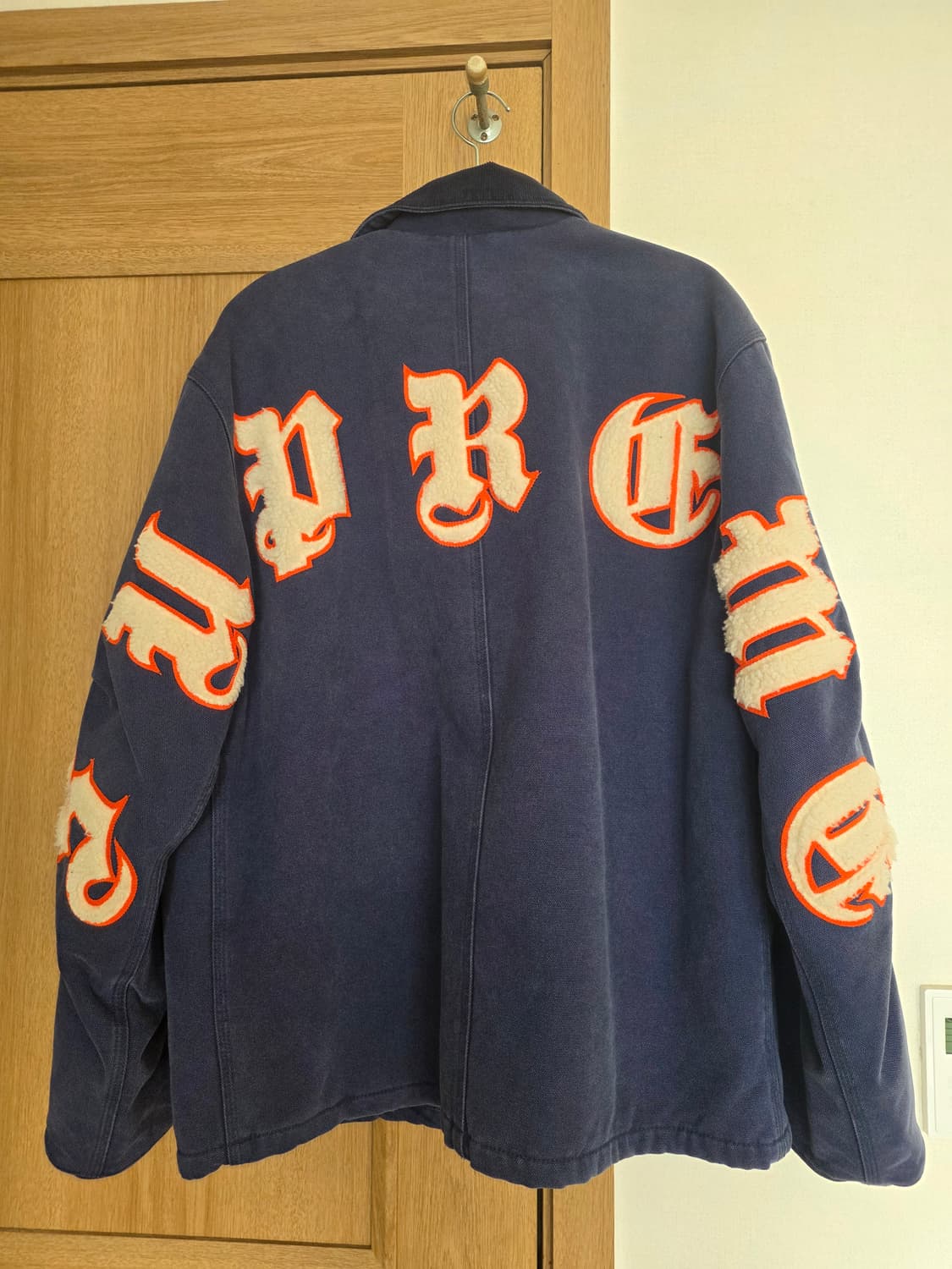 [M] 슈프림 올드 잉글리쉬 캔버스 자켓 네이비 상품이미지1