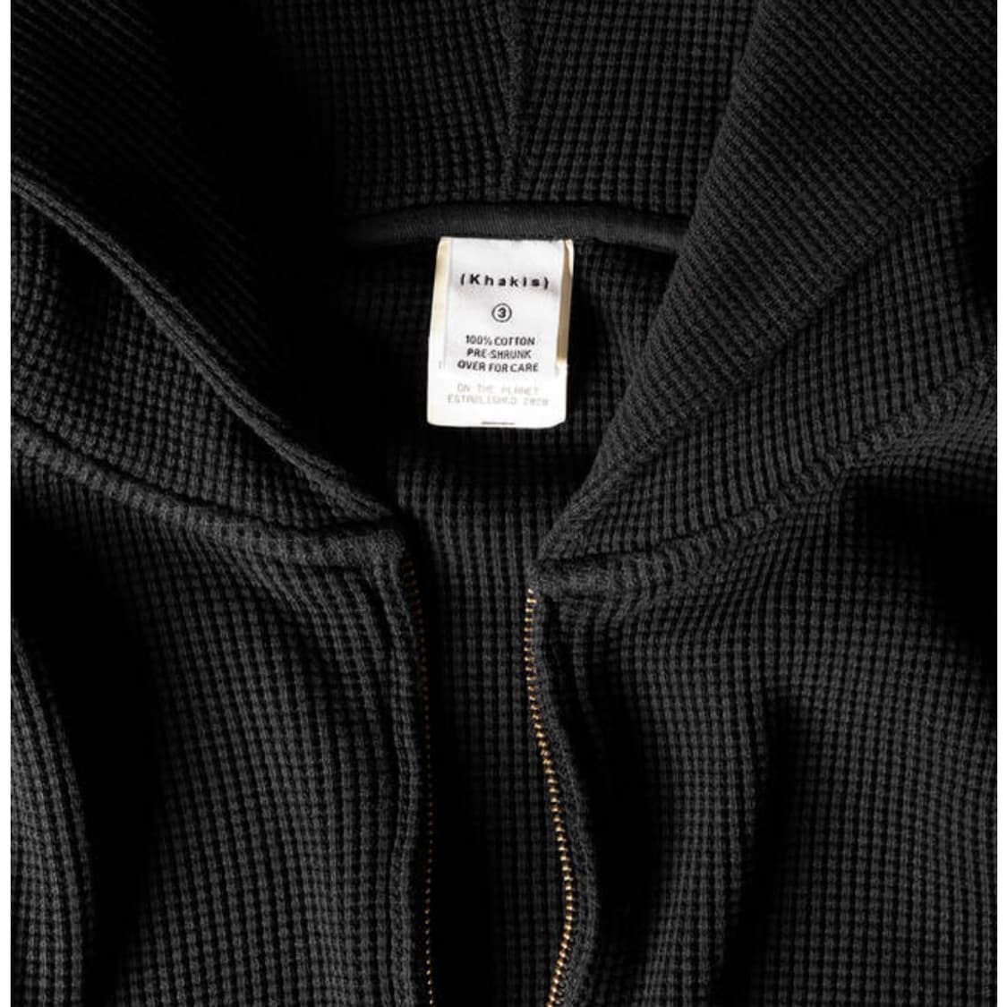 [택포](L) 카키스 와플 풀집 후디 블랙 상품이미지5