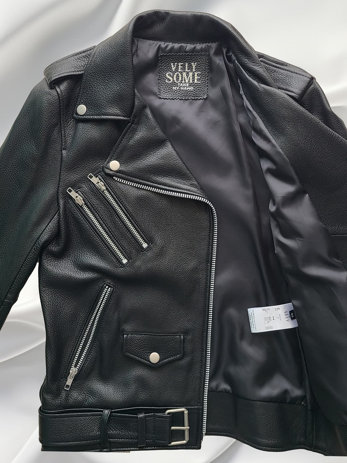 VELY SOME 블리썸 블랙 레더 라이더 자켓 상품이미지3