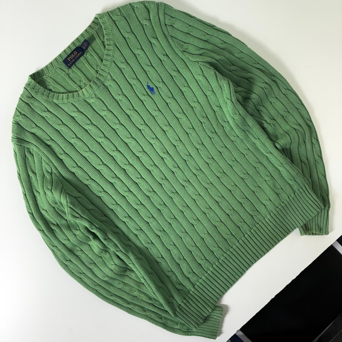 Polo 폴로 랄프로렌 우먼스 연두 케이블 라운드 니트 상품이미지1