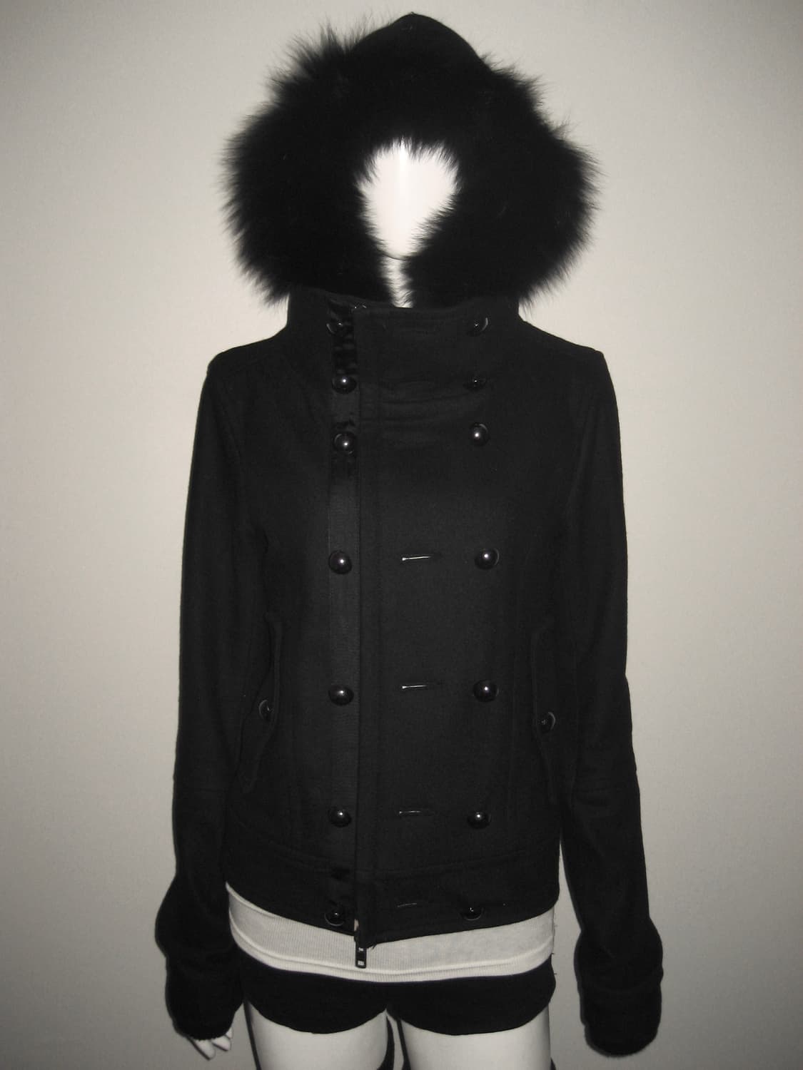 퍼 투버튼 하이넥 후드 집업 울 자켓 아카이브 상품이미지2