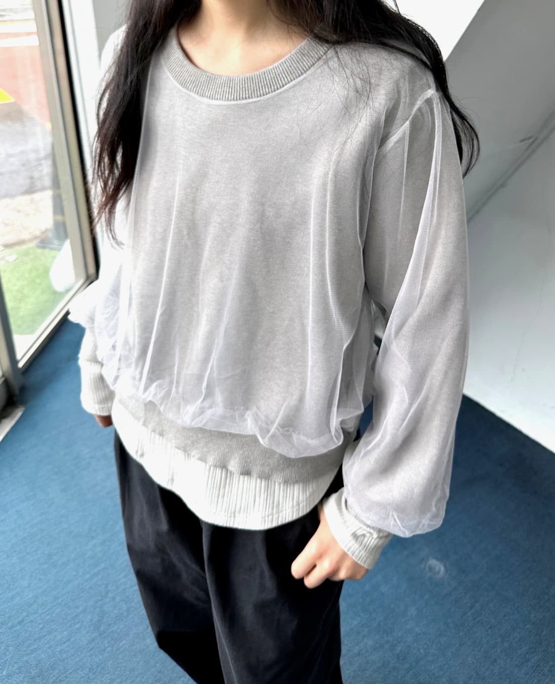 Design meshed knit layer knit P/O 상품이미지7