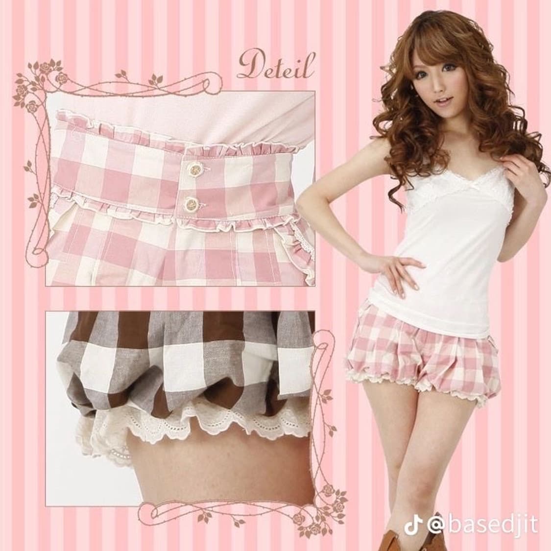 Liz lisa 리즈리사 히메카지 체크 레이스 팬츠 라떼갸루 히메갸루 상품이미지1