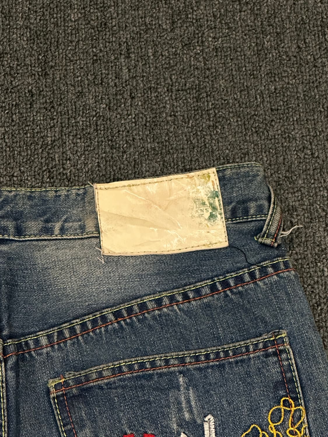 OS)에비수 빈티지 드래곤 자수 데님팬츠 상품이미지4