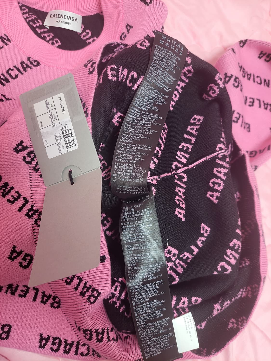 정품)급처미사용새상품!발렌시아가 로고 핑크 스웨터 니트 크게나옴 상품이미지5