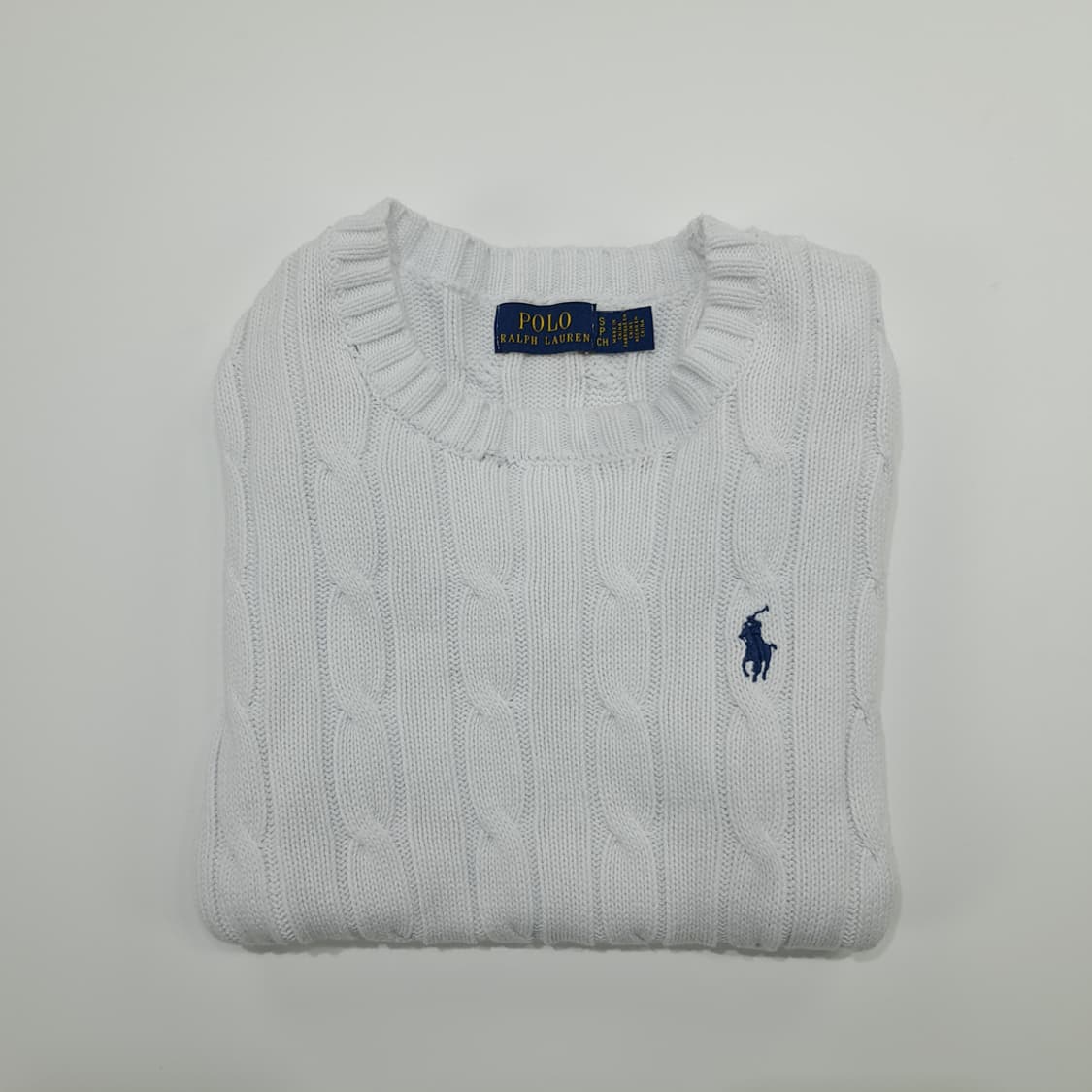 CN842W S 폴로 랄프로렌 화이트 케이블 반팔 니트 스웨터 상품이미지7