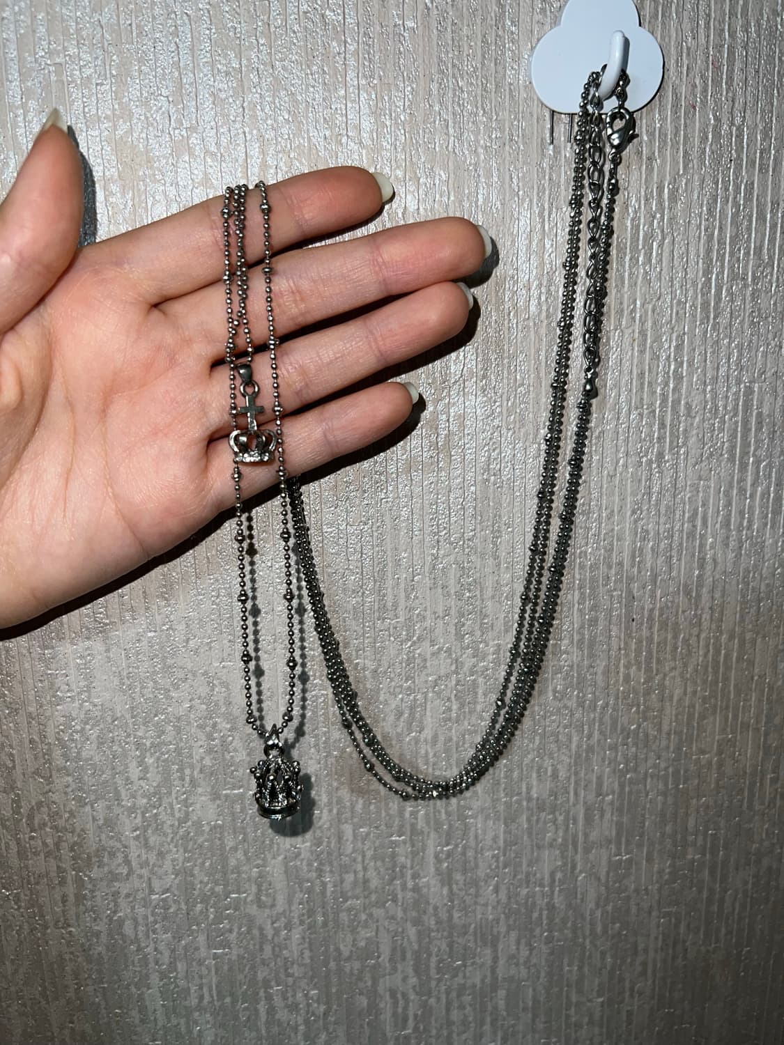 레테 빈티지 펑크 갸루 미니 왕관 두줄 목걸이 상품이미지6