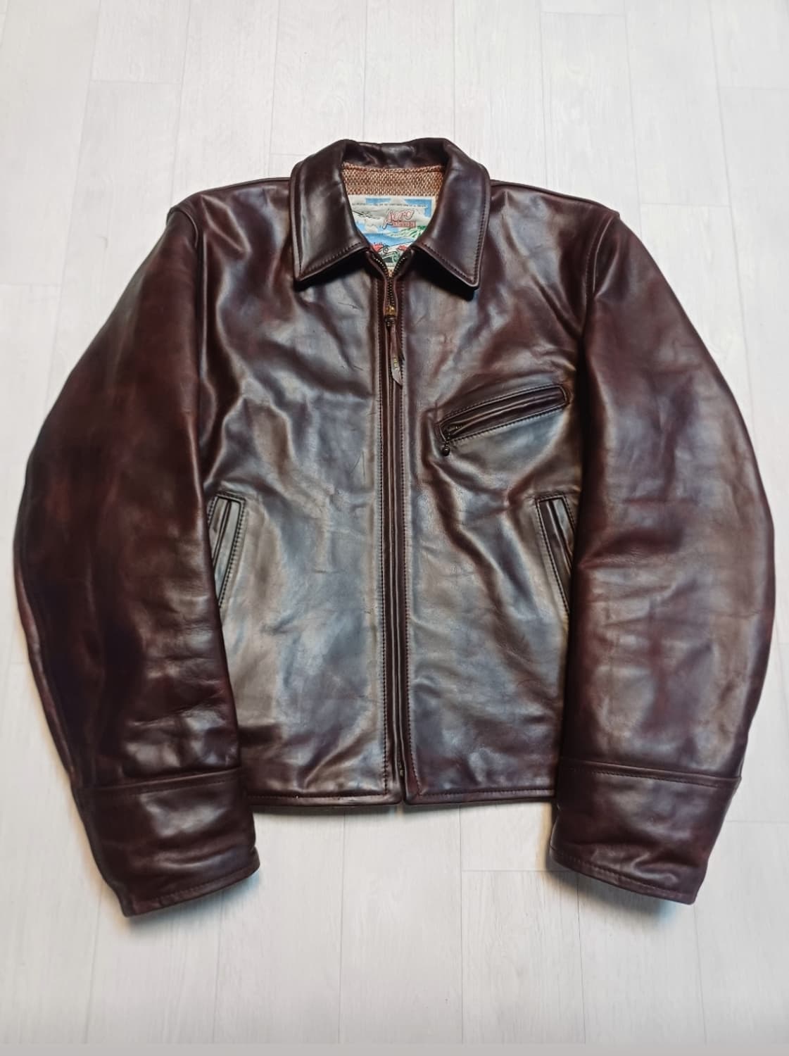 에어로레더 하프벨트 크롬악셀 호스하이드 말가죽레더자켓38 아메카지워크웨어 상품이미지1