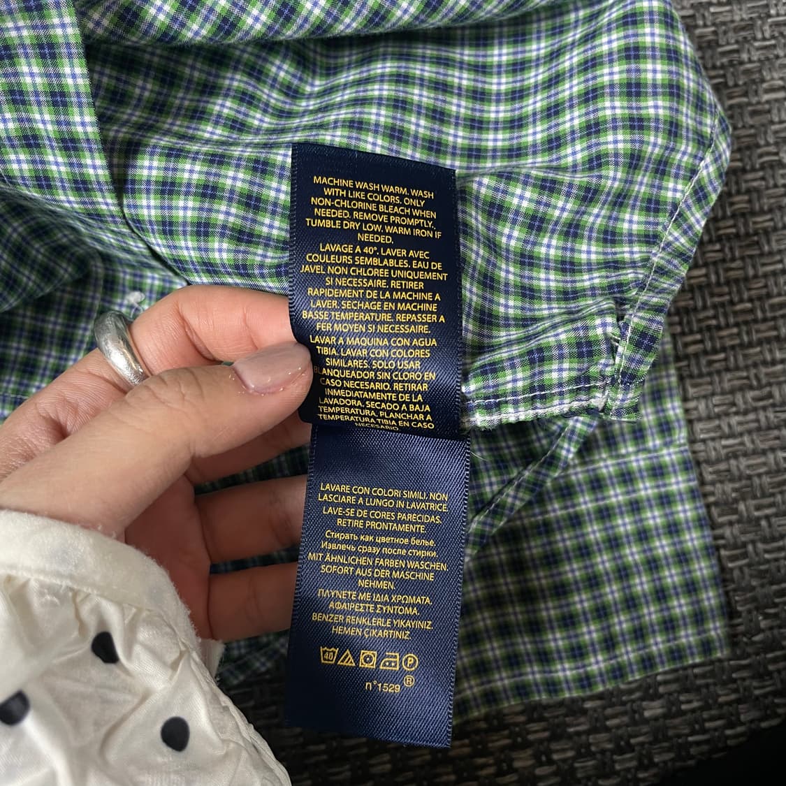 폴로랄프로렌 그린 마이크로 체크 긴팔 셔츠 L 상품이미지7