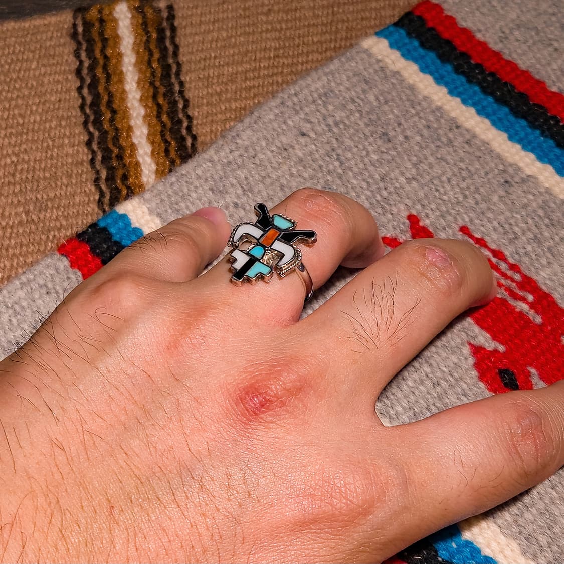 Zuni Multi Stone Kachina Silver Ring 상품이미지5