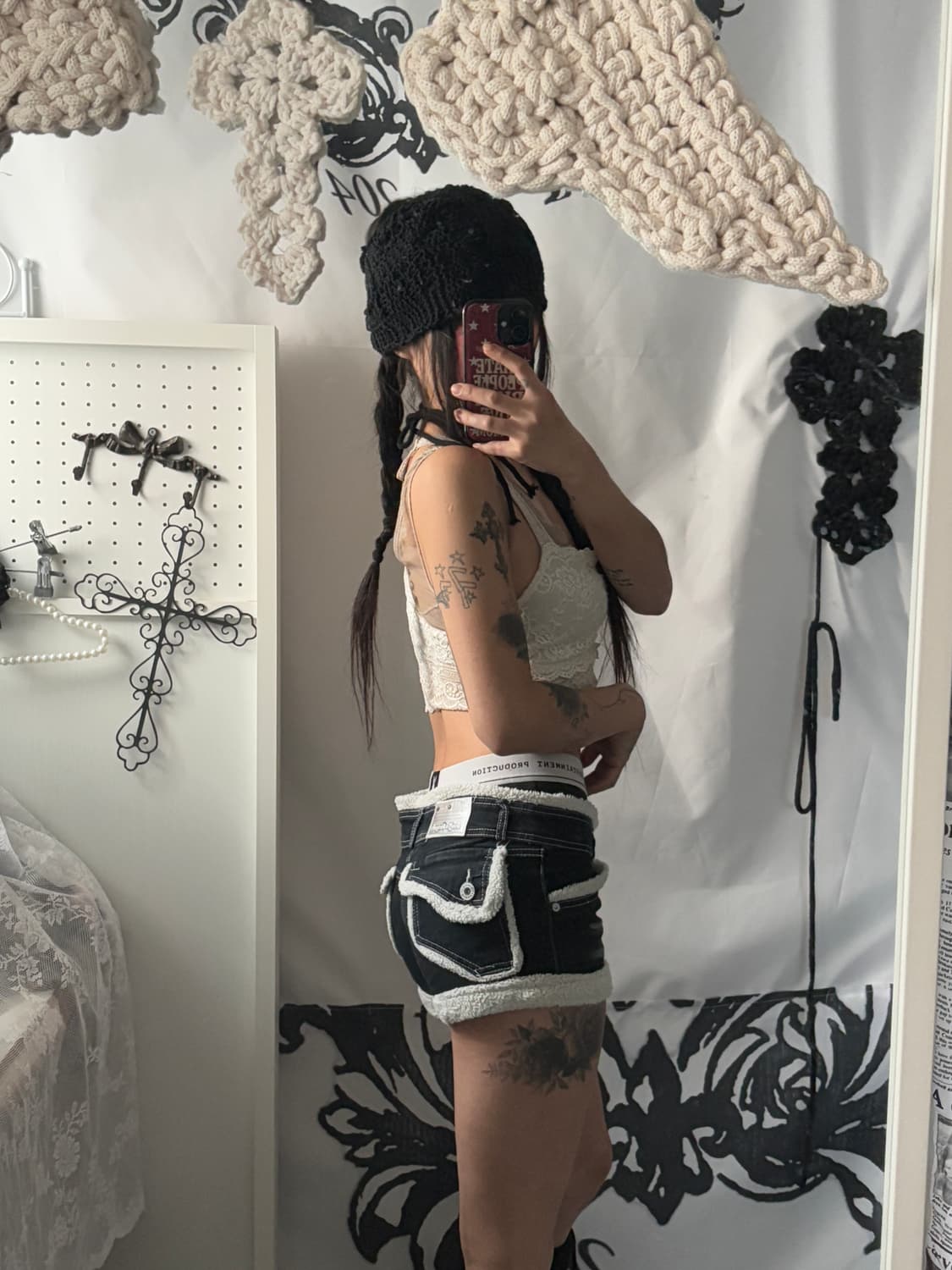 • Black denim fur pants 상품이미지3