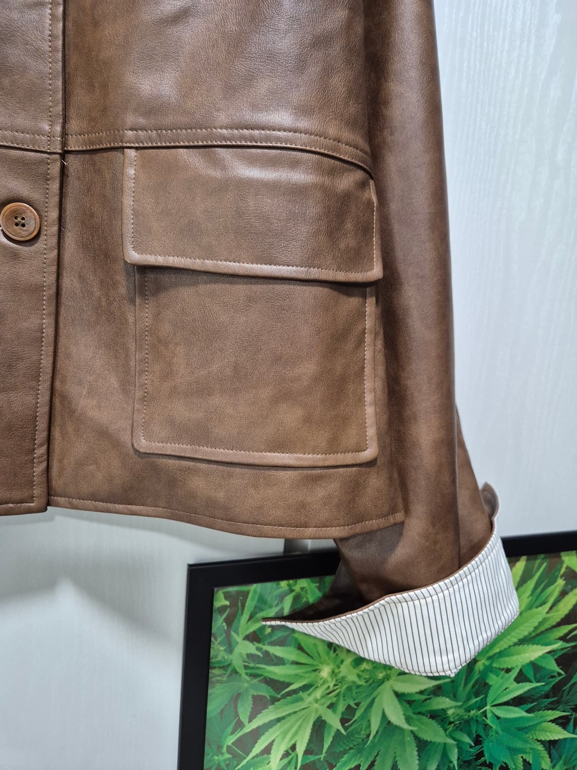 (타임세일)(새상품)Jellpe 브라운 레더 자켓 상품이미지7