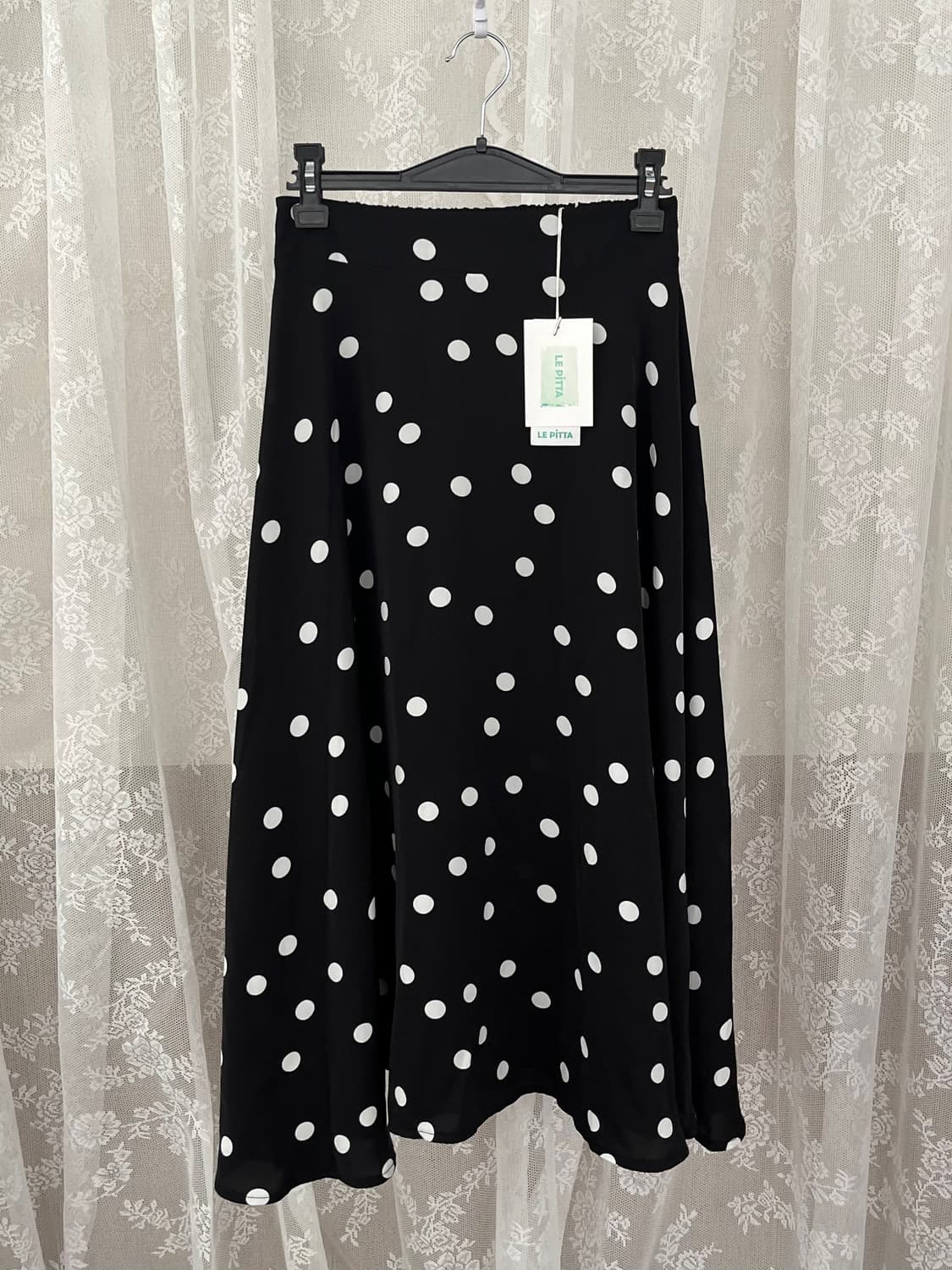 F) 새상품 르피타 도트무늬 롱스커트 블랙 상품이미지1