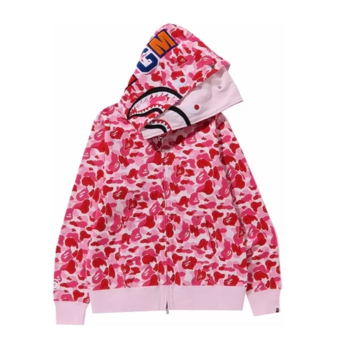 BAPE 베이프 핑크 abc카모 더블 샤크 후드집업 XL 상품이미지2