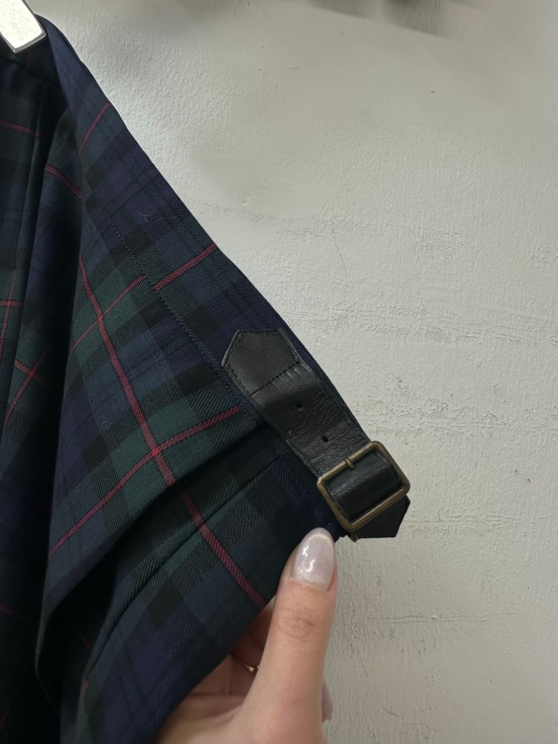 일본빈티지 NewYorker 뉴요커 뉴 울 100% 타탄체크 랩 스커트 상품이미지5