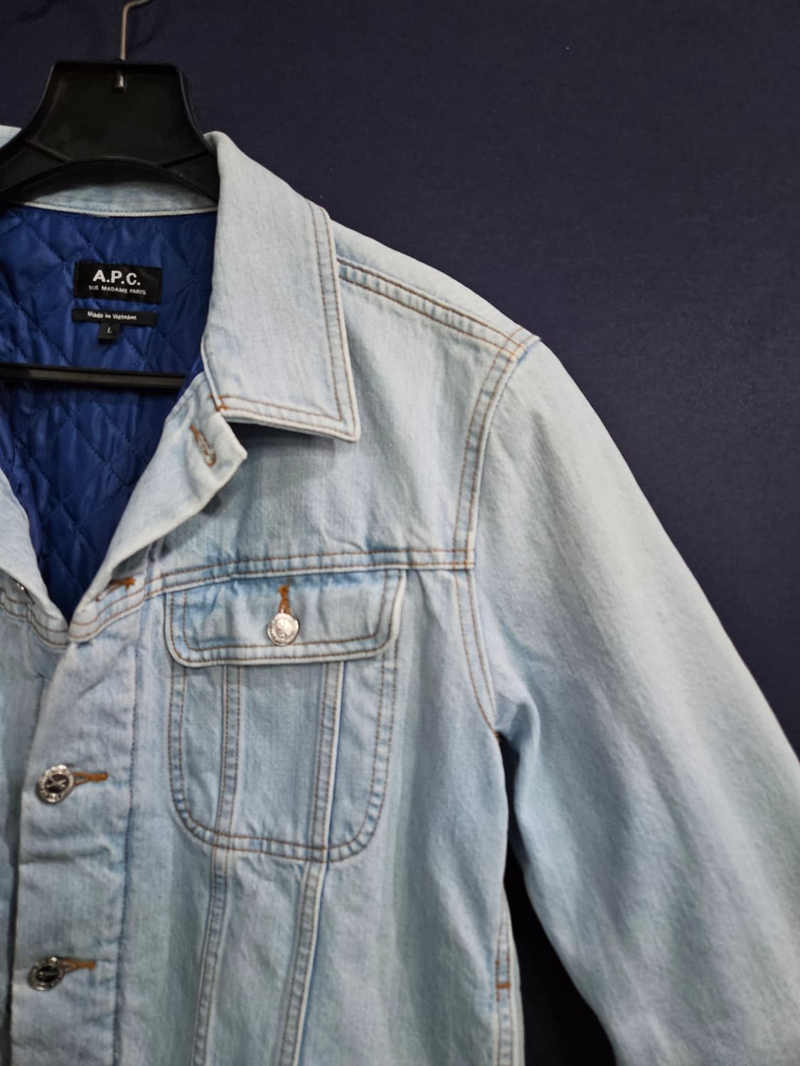 A.P.C 아페쎄 라이트블루 남성 슬림핏 100 데님자켓  상품이미지4