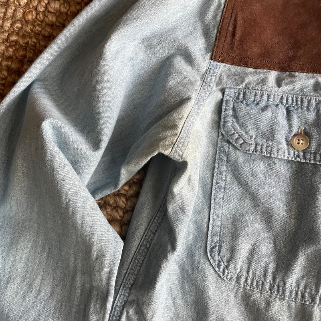 폴로 랄프로렌 스웨이드 패치 워크셔츠 상품이미지3